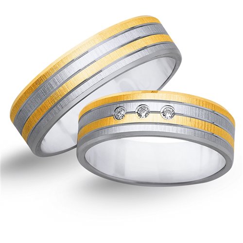 Obrączki ślubne z żółtego i białego złota 6mm - O2K/158