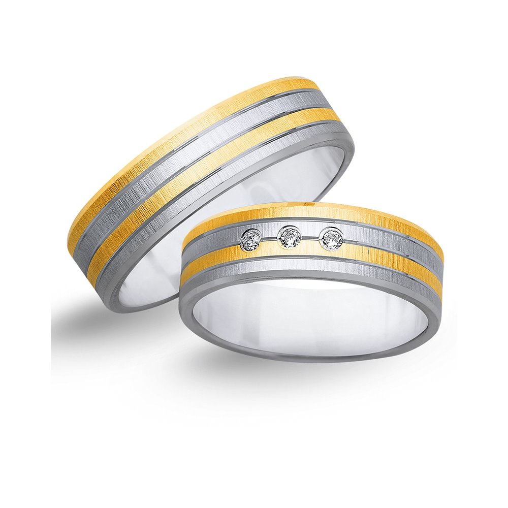 Obrączki ślubne z żółtego i białego złota 6mm - O2K/158