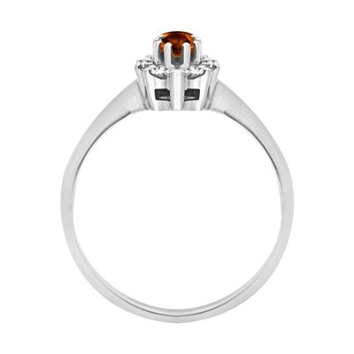 Pierścionek zaręczynowy z granatem i brylantami 0,15ct - PK/001a