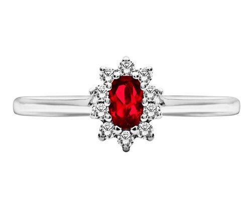Pierścionek zaręczynowy z rubinem i brylantami 0,15ct - PK/001b