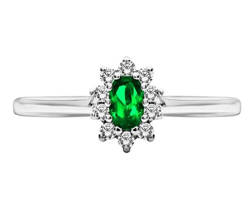 Pierścionek zaręczynowy ze szmaragdem i brylantami 0,15ct - PK/001d