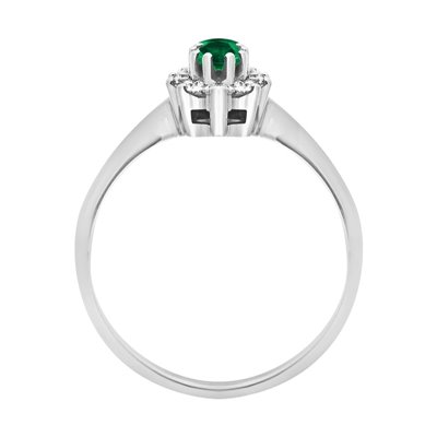 Pierścionek zaręczynowy ze szmaragdem i brylantami 0,15ct - PK/001d