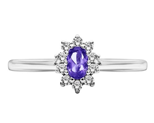 Pierścionek zaręczynowy z tanzanitem i brylantami 0,15ct - PK/001e