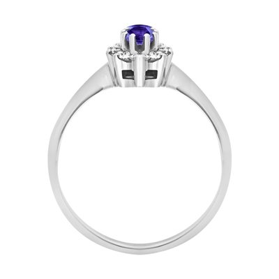 Pierścionek zaręczynowy z tanzanitem i brylantami 0,15ct - PK/001e