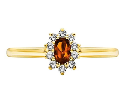 Pierścionek zaręczynowy z granatem i brylantami 0,15ct - PK/002a