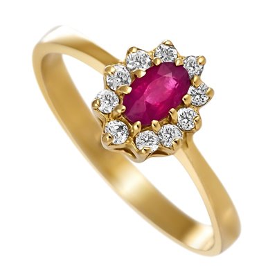 Pierścionek zaręczynowy z rubinem i brylantami 0,15ct - PK/002b