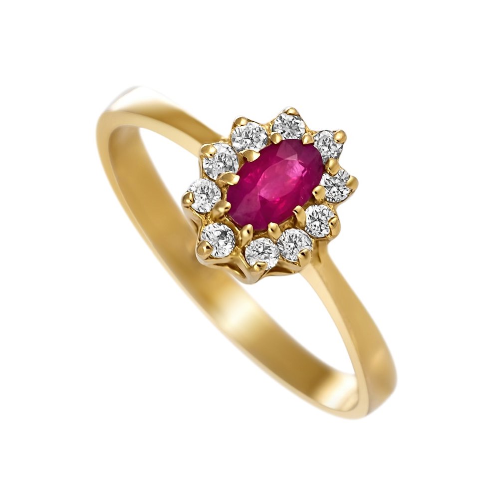 Pierścionek zaręczynowy z rubinem i brylantami 0,15ct - PK/002b