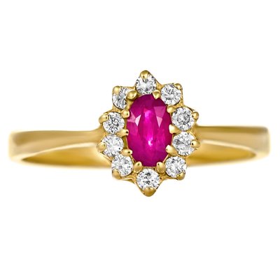 Pierścionek zaręczynowy z rubinem i brylantami 0,15ct - PK/002b