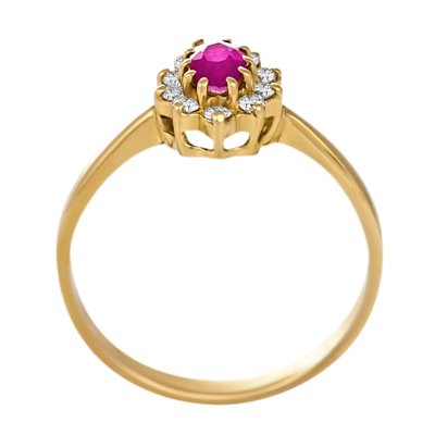 Pierścionek zaręczynowy z rubinem i brylantami 0,15ct - PK/002b