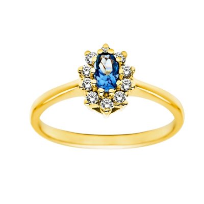 Pierścionek zaręczynowy z szafirem i brylantami 0,15ct - PK/002c