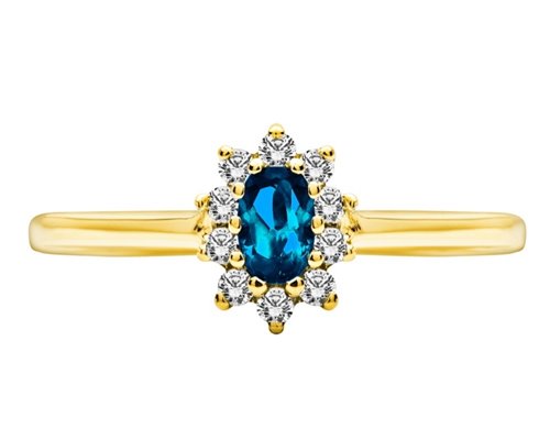 Pierścionek zaręczynowy z szafirem i brylantami 0,15ct - PK/002c