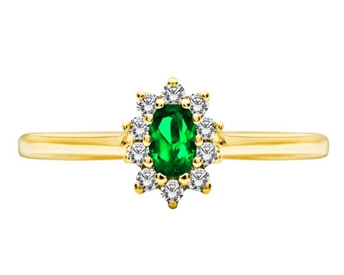 Pierścionek zaręczynowy ze szmaragdem i brylantami 0,15ct - PK/002d