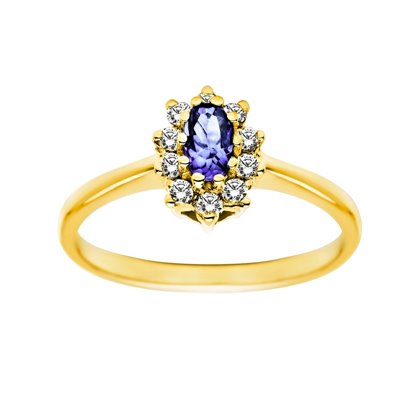 Pierścionek zaręczynowy z tanzanitem i brylantami 0,15ct - PK/002e