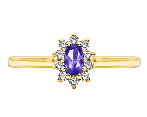 Pierścionek zaręczynowy z tanzanitem i brylantami 0,15ct - PK/002e