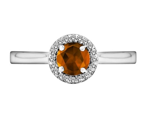 Pierścionek zaręczynowy z granatem i brylantami 0,12ct - PK/003a