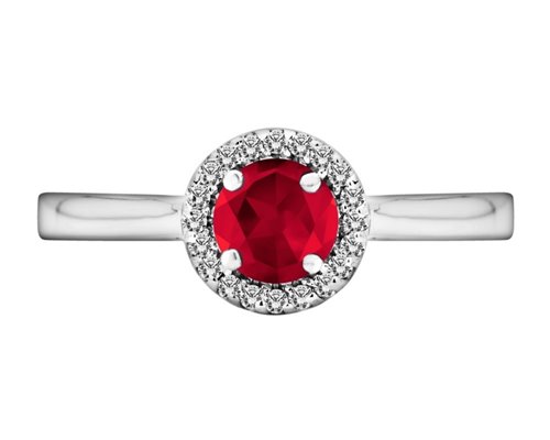 Pierścionek zaręczynowy z rubinem i brylantami 0,12ct - PK/003b