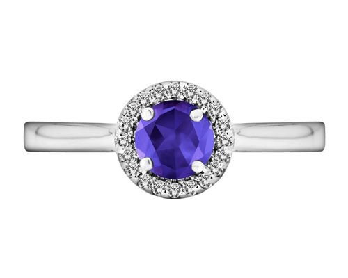 Pierścionek zaręczynowy z tanzanitem i brylantami 0,12ct - PK/003e