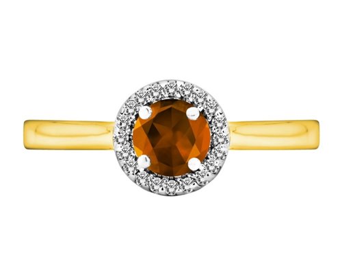 Pierścionek zaręczynowy z granatem i brylantami 0,12ct - PK/004a