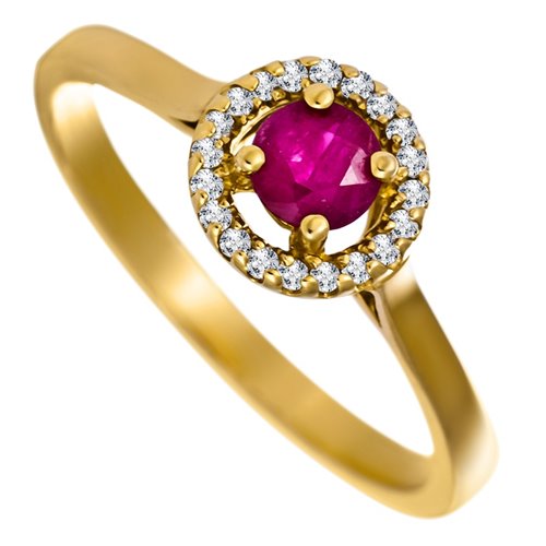 Pierścionek zaręczynowy z rubinem i brylantami 0,12ct - PK/004b