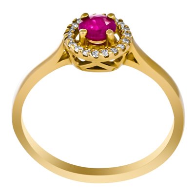 Pierścionek zaręczynowy z rubinem i brylantami 0,12ct - PK/004b