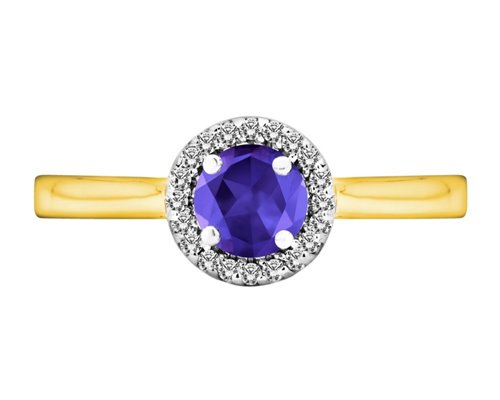 Pierścionek zaręczynowy z tanzanitem i brylantami 0,12ct - PK/004e