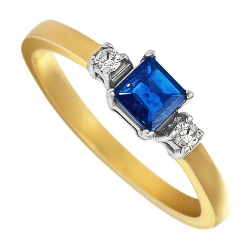 Pierścionek zaręczynowy z szafirem i brylantami 0,07ct - PK/006c