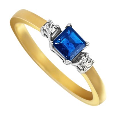 Pierścionek zaręczynowy z szafirem i brylantami 0,07ct - PK/006c