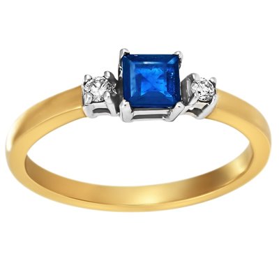 Pierścionek zaręczynowy z szafirem i brylantami 0,07ct - PK/006c