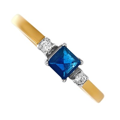 Pierścionek zaręczynowy z szafirem i brylantami 0,07ct - PK/006c