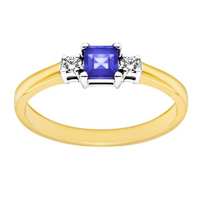 Pierścionek zaręczynowy z tanzanitem i brylantami 0,07ct - PK/006e