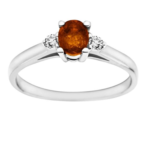 Pierścionek zaręczynowy z granatem i brylantami 0,06ct - PK/011a