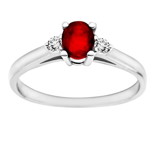 Pierścionek zaręczynowy z rubinem i brylantami 0,06ct - PK/011b