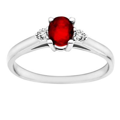 Pierścionek zaręczynowy z rubinem i brylantami 0,06ct - PK/011b