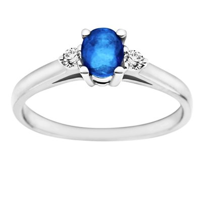 Pierścionek zaręczynowy z szafirem i brylantami 0,06ct - PK/011c