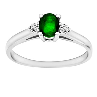 Pierścionek zaręczynowy ze szmaragdem i brylantami 0,06ct - PK/011d