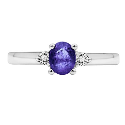 Pierścionek zaręczynowy z tanzanitem i brylantami 0,06ct - PK/011e