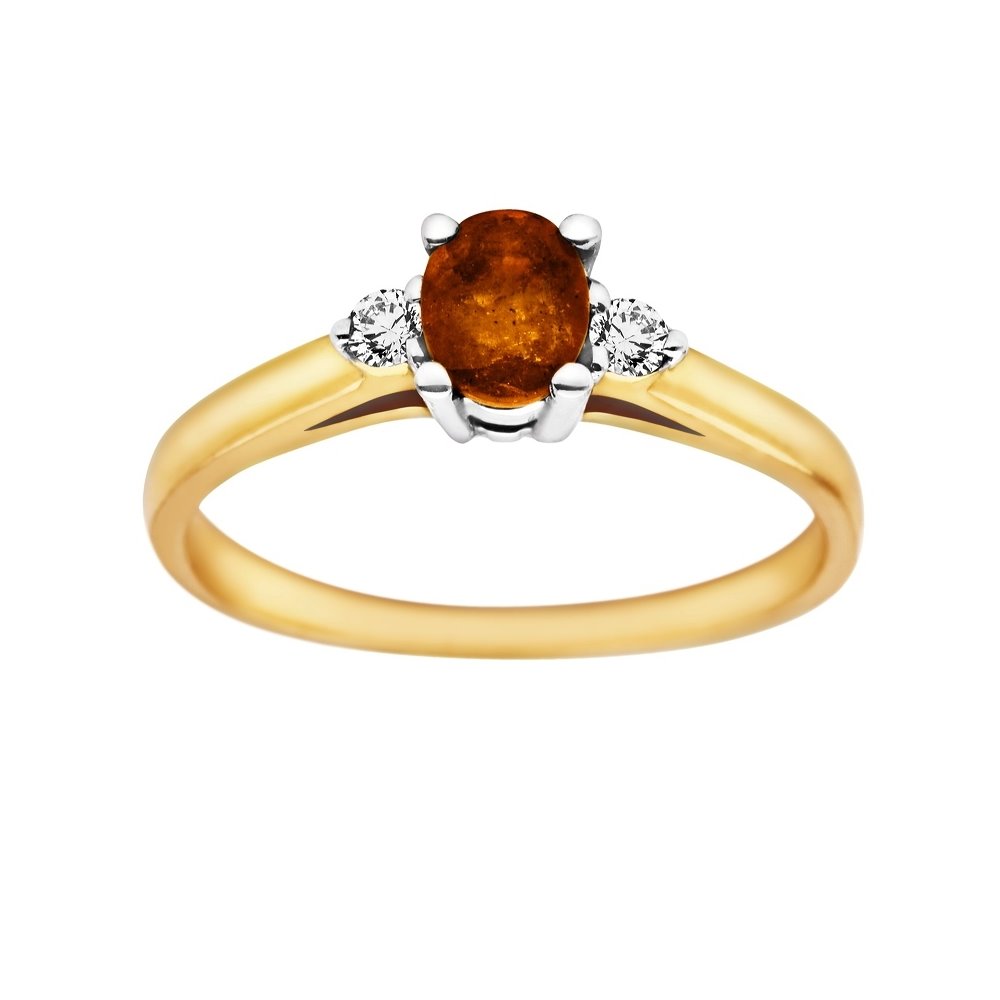 Pierścionek zaręczynowy z granatem i brylantami 0,06ct - PK/012a