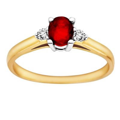 Pierścionek zaręczynowy z rubinem i brylantami 0,06ct - PK/012b