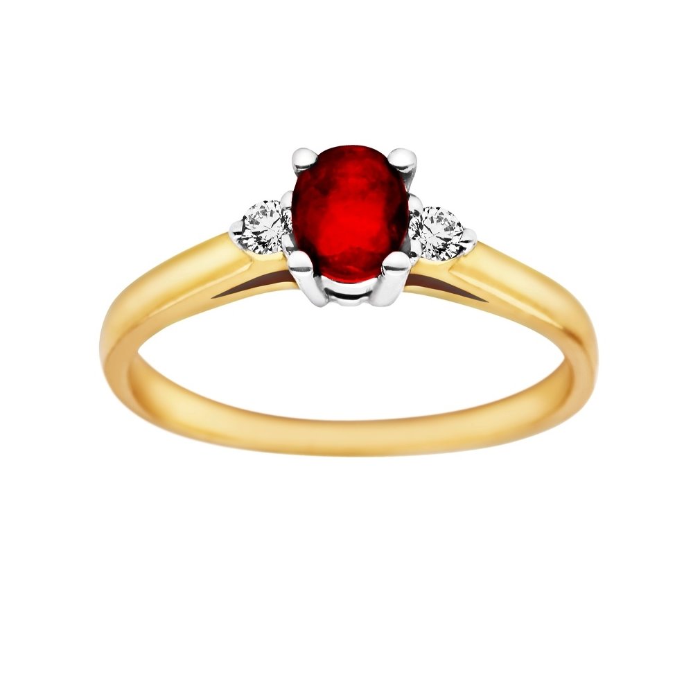 Pierścionek zaręczynowy z rubinem i brylantami 0,06ct - PK/012b