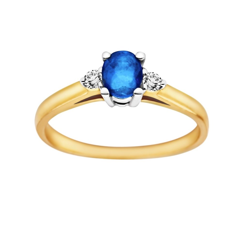 Pierścionek zaręczynowy z szafirem i brylantami 0,06ct - PK/012c