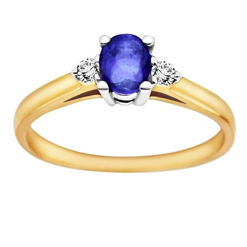 Pierścionek zaręczynowy z tanzanitem i brylantami 0,06ct - PK/012e