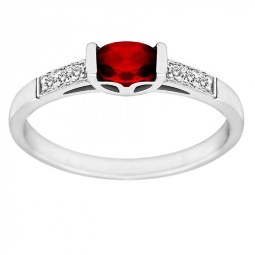 Pierścionek zaręczynowy z rubinem i brylantami 0,03ct - PK/013b