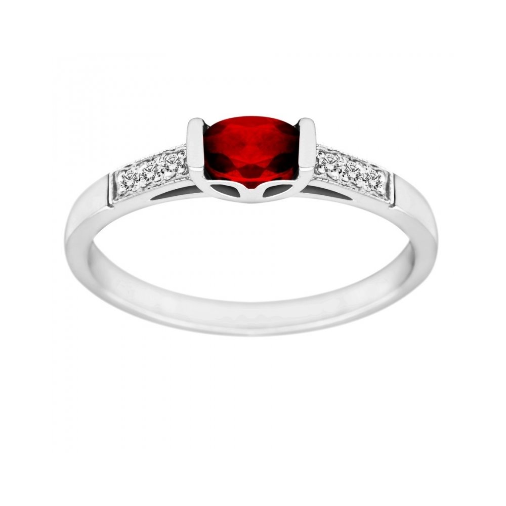 Pierścionek zaręczynowy z rubinem i brylantami 0,03ct - PK/013b