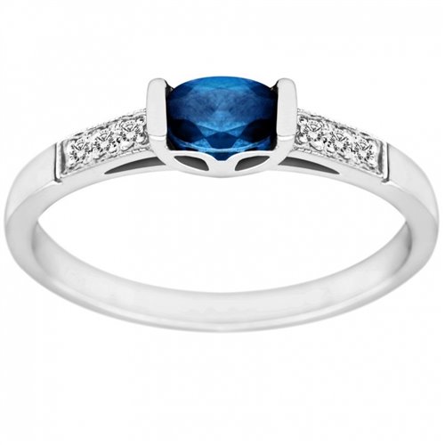 Pierścionek zaręczynowy z szafirem i brylantami 0,03ct - PK/013c