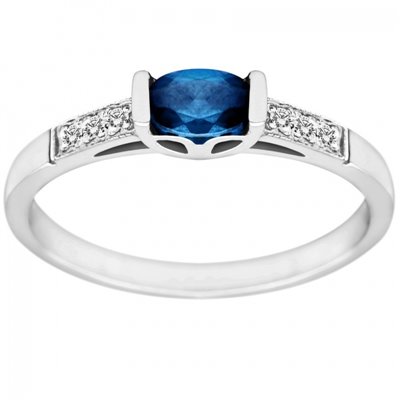 Pierścionek zaręczynowy z szafirem i brylantami 0,03ct - PK/013c