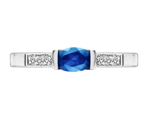 Pierścionek zaręczynowy z szafirem i brylantami 0,03ct - PK/013c
