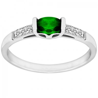 Pierścionek zaręczynowy ze szmaragdem i brylantami 0,03ct - PK/013d