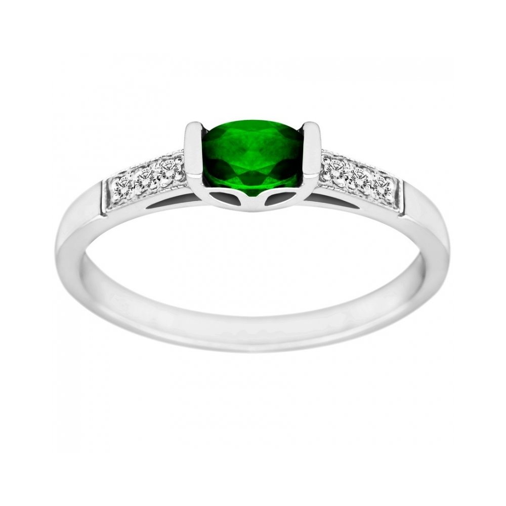Pierścionek zaręczynowy ze szmaragdem i brylantami 0,03ct - PK/013d