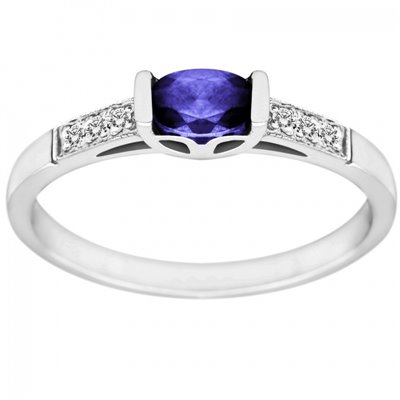 Pierścionek zaręczynowy z tanzanitem i brylantami 0,03ct - PK/013e