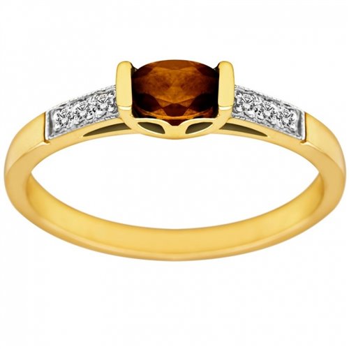 Pierścionek zaręczynowy z granatem i brylantami 0,03ct - PK/014a